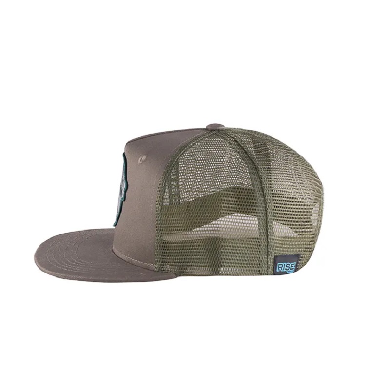 Muoti suosittu litteä reuna mesh hattu harmaa kirjontakorjaus 5 paneelit muoviset Snapback Trucker Cap and Hat
