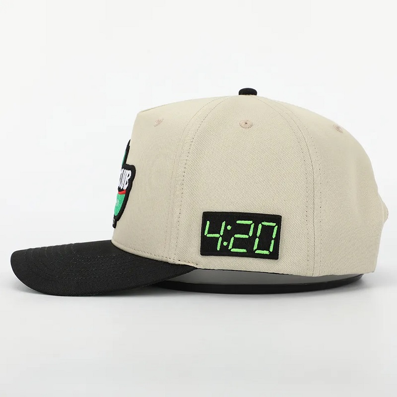 OEM Custom 5 -paneeli kaareva reunan puuvillan baseball -korkki, keskiprofiiliurheilu Gorras, 3D Puff -kirjonta -logo rakenteellinen isä hattu