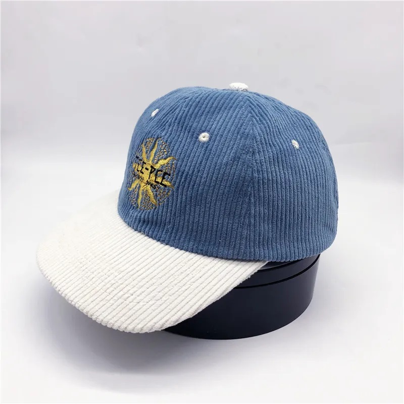 Corduroy 6 -paneelin mukautettu logo jäsentämättömät aikuiset Hatut Cordalthero Dad Cap