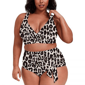 Leopardi tulostushihna plus size -uimapuvut