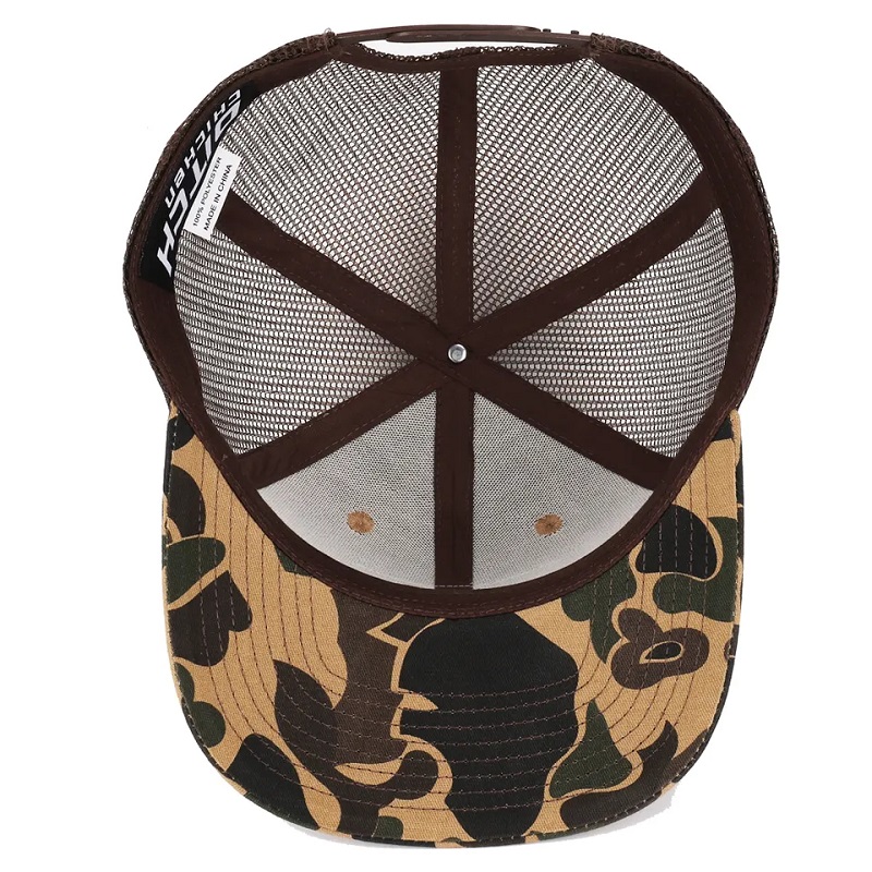 Custom Duck Brown Camo Snapback Mesh Patch Logo 6 Paneel Richardson 112 Trucker Cap Hat