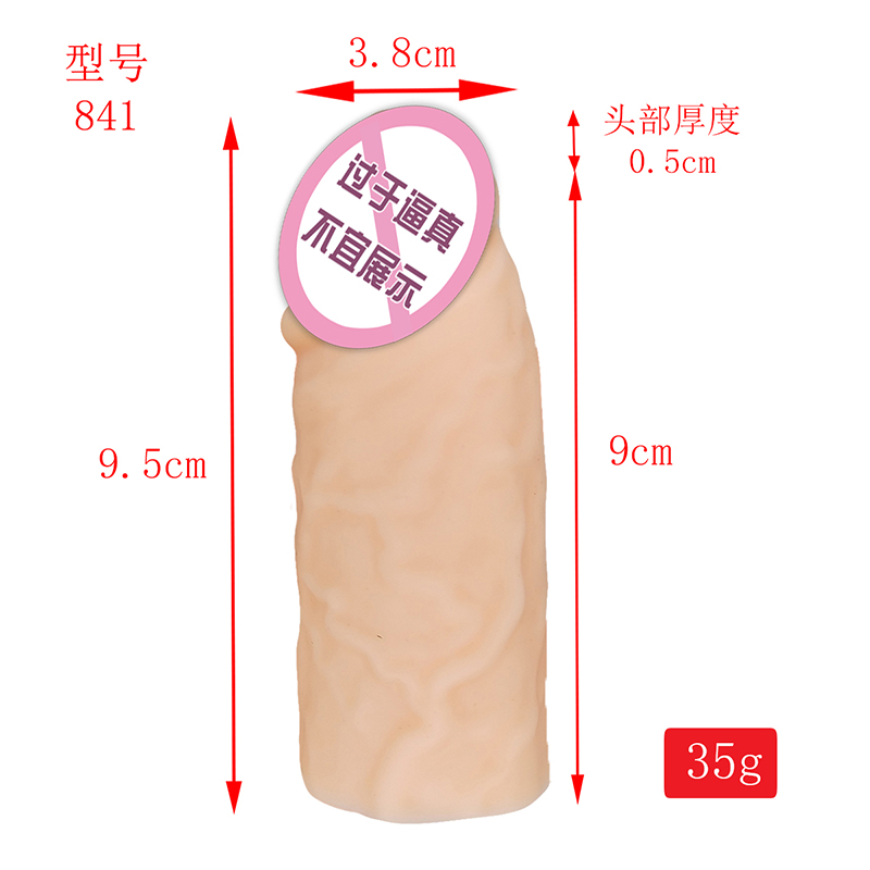 841 Realistinen penis -hihan penis kannen pidennyskondomit miehille uudelleenkäytettävänestemäinen pii dildo penis -hihan pidennys miehille