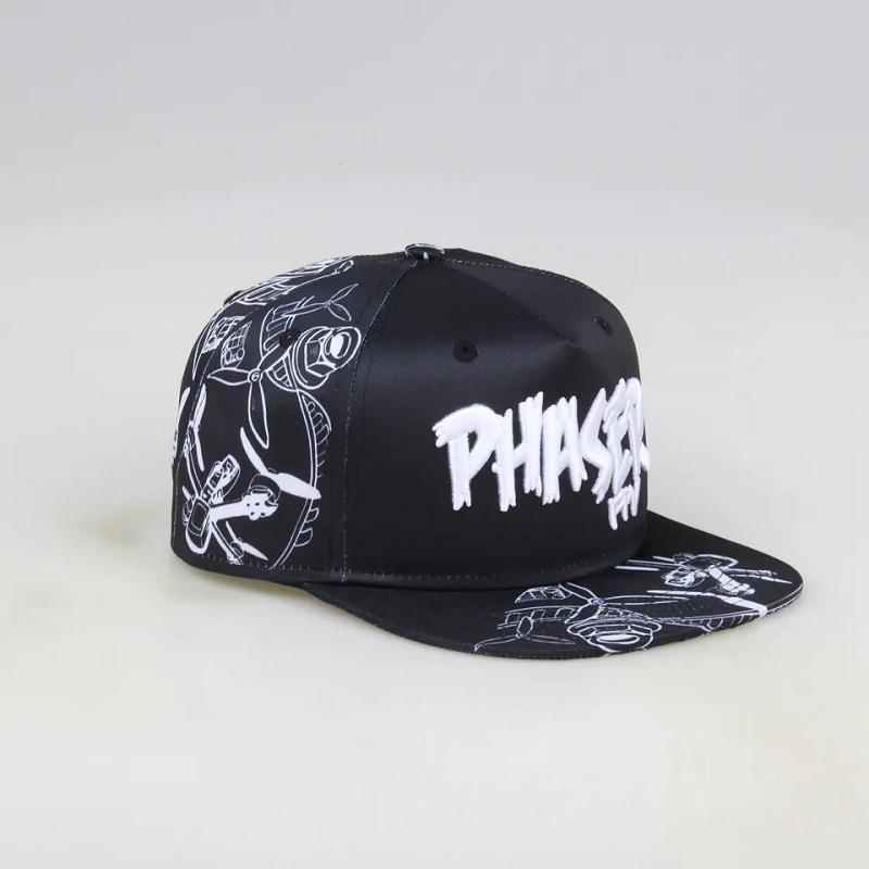 Tukkumyynti muoti litteä reuna -sublimointi Painettu 5 paneelin mukautettua snapback -korkkia ja hatut
