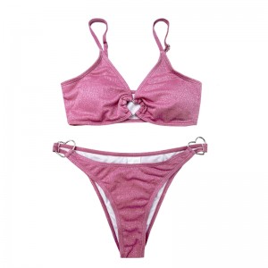 Metallirengas kaksiosainen yksivärinen uimapuku