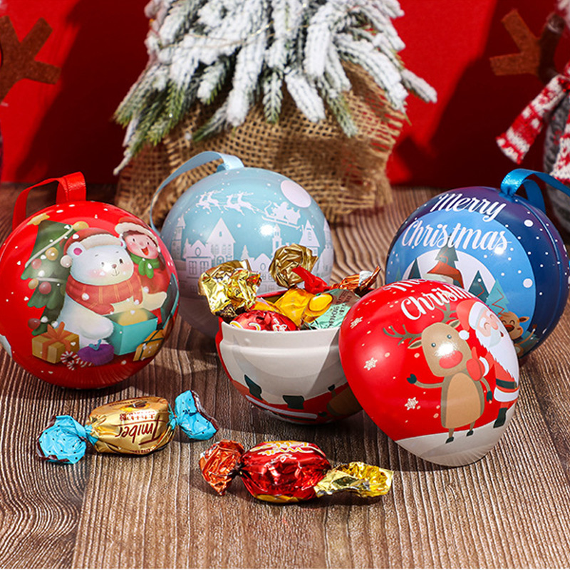 Tinplate Christmas Ball Christmas Candy Box -lahjalaatikko