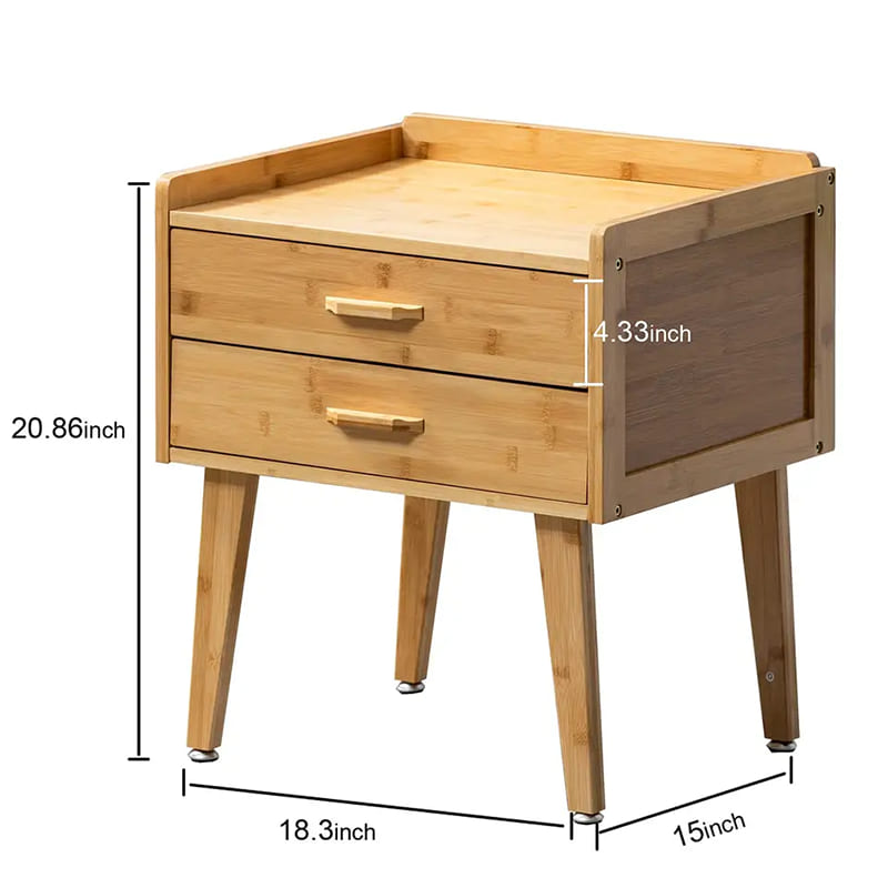 Bambu -päätypöytä laatikon yöpöydät pienille tiloille