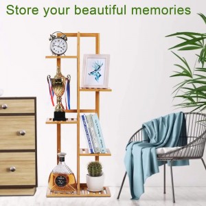 Mukautettu kerros 6 -tason monitoiminen puinen bambukukkateline ulkokäyttöön sisätiloissa