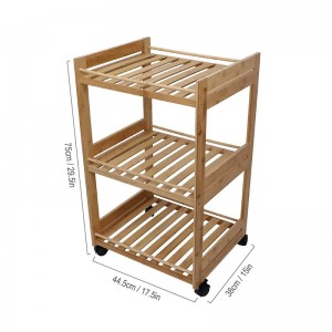 Kolme kerrosta liikkuva monitoiminen ajoneuvo kannettava vaunun runko Bambu -hyllyauto