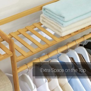 Trapetsoidinen riippumaton vaateteline Bambu -vaatekaappivaatteet järjestäjä