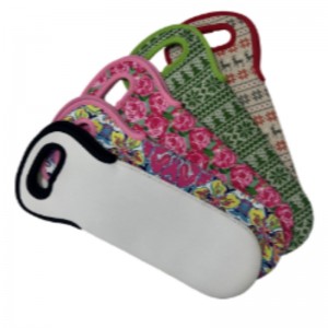 OEM -mainostuotteet räätälöity valkoinenneopreeni -viinilaukku sublimaatiotulostukseen