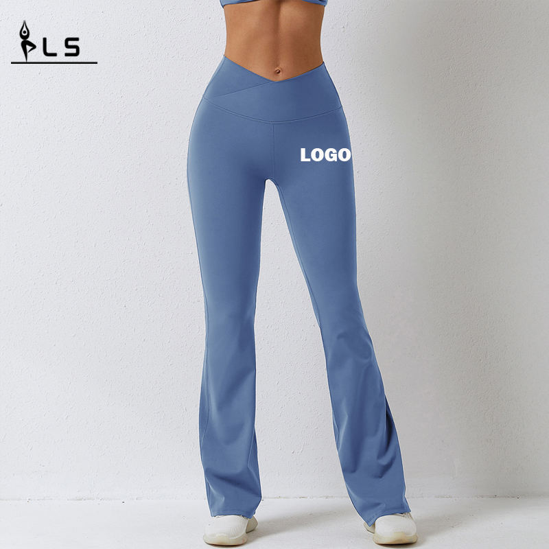 SC101011nelisuuntainen venytys 78%nylon ja 22% Spandex Scrunch Butt Flare Leggings -joogahousutnaisille