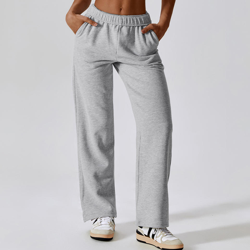 SC10128 OEM Custom Design Logo Sole Color Dressing Baggy Sweat Pants Lenkgerit Suora jalkahousut housut Fleece -housut