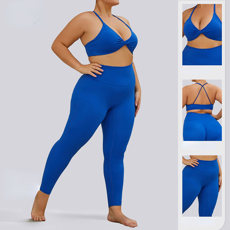 SC1068 BIG -kokoinen asetettu joogajuhla Plus -kokoinen kiinteä joogahousut Stretch Leggings Sport Set -joogapuku