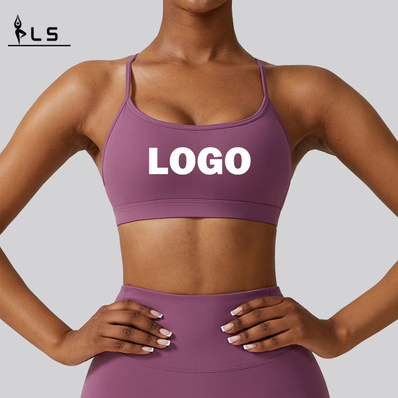 SC10168 Pehmeä tuki Kompressiojooga seksikäs urheilu Bra Cross Back Jooga Sports Bra High Impact Pehmuse