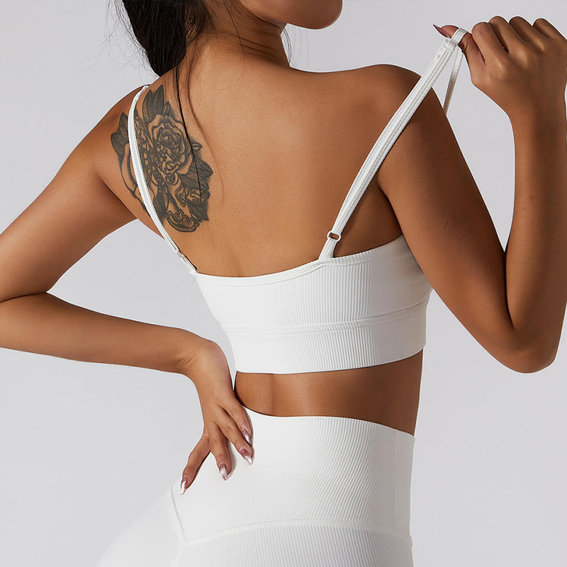 SC10174 White Sports Bra Active Wear Private Label Gym Jooga Bras Sexy Strappy Custom Sports Bra fornaisille