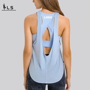 SC102512 Spring Fashion Loose Blause Hollow Working Tops Yoga Naisten Tank Top Womens Yoga Tank Top Avoin takaosa