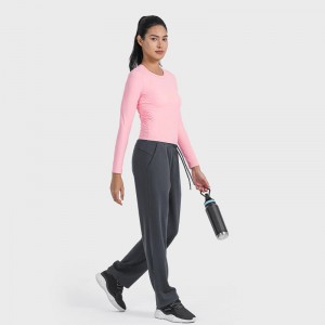 SC10271 Hengittävä joogan sato-kuntosali kuntosali Tiukka t-paita pitkähihainen juokseva pyöreä kaula-t-paidat