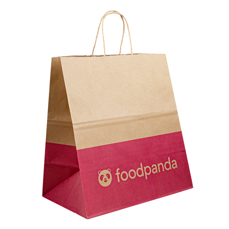 Mukautetut ruokapakkauslaukut pakkauspaperipussiin logolla, toimituspaperiruokapussit ruokaa varten, ruskea paperikraft laukku räätälöity