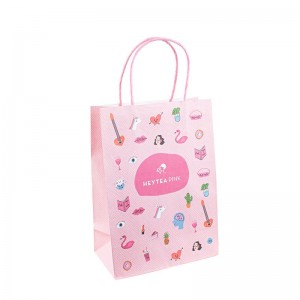 Ympäristöystävällinen kierrätetty musta valkoinen ruokaa takeaway-pakkaus käsityöpaperi laukku kauppa lahja ostoksilla ruskeaa kraftpaperi-laukku kahvan kanssa