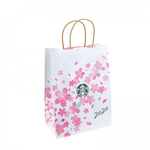 Ympäristöystävällinen kierrätetty musta valkoinen ruokaa takeaway-pakkaus käsityöpaperi laukku kauppa lahja ostoksilla ruskeaa kraftpaperi-laukku kahvan kanssa