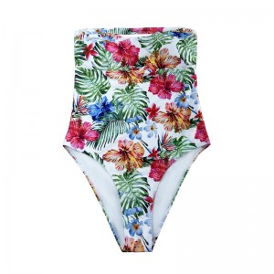 Seksikäs olkaimeton tulostettu etninen yksiosainen