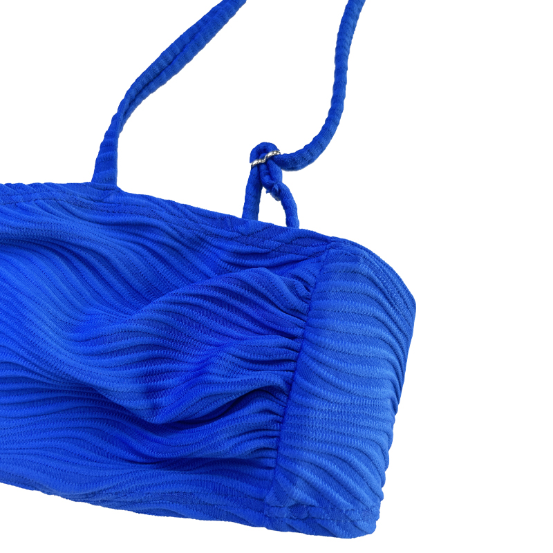 Sininen laskostettu erityinen kangaskuvio Split Swimsuit