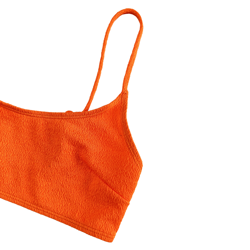 Oranssi kreppi kangas Basic-pusero piirtää laskostettua hame seksikäs kaksiosainen uimapuku