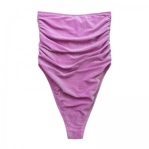 Violetti hopea olkaimeton olkaimeton olkaimeton laskostettu yksiosainen uimapuku