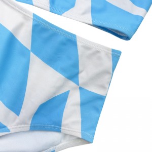 Sininen ja valkoinen geometrinen liivi yksivärinen leveä hihna jaetut uimapuku