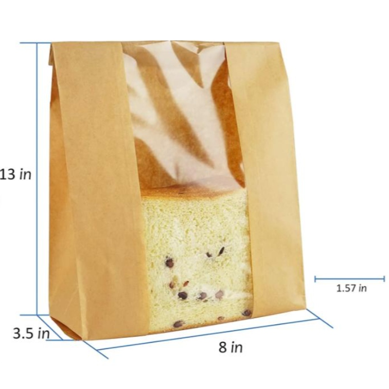 Mukautettu tulostaminen Kraft -paperileipäpussi ikkunatiivisteellä