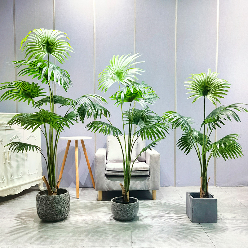 Alhaisen hinnan keinotekoiset puut Kasvit erittäin mukautuvat kustannustehokkaat elävät tuulettimen palmu puutarhantoimittajalle sisätiloissa ulkoilma-häät sisustus