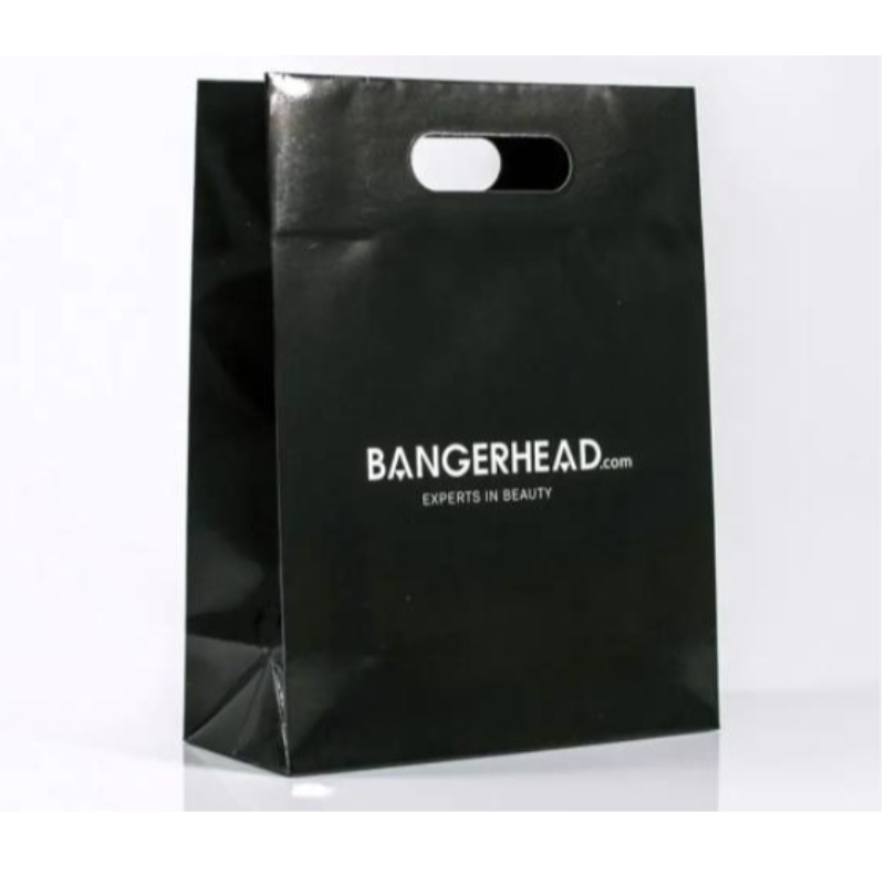 Taidepaperi Die Cut Kraft Paper Bag Christmas Flap Die Cut Kahva lahjapussi musta biohajoava boutique -ostospaperipussi