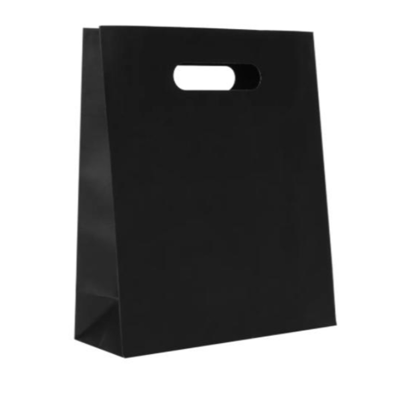 Taidepaperi Die Cut Kraft Paper Bag Christmas Flap Die Cut Kahva lahjapussi musta biohajoava boutique -ostospaperipussi