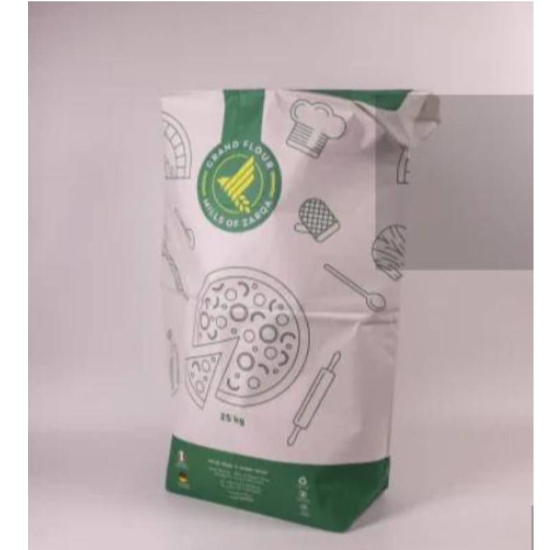 Monikerroksiset kraftpaperi vehnä leipomo Maida -jauhojen pakkauslaukku 25 kg