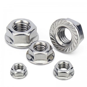 kuusiolaippamutteri hammastuksilla