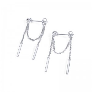 Hongde 18K kullattu 925 sterlinghopea riippuvat ketjunastat Cubic Zirkonia Ball Threader Earscapes korvakorut