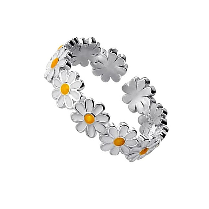 Hongde Lovely Daisy Flower Sormukset Säädettävä avoin Sormus Daisy Delight Sormus Naiselle Miehelle