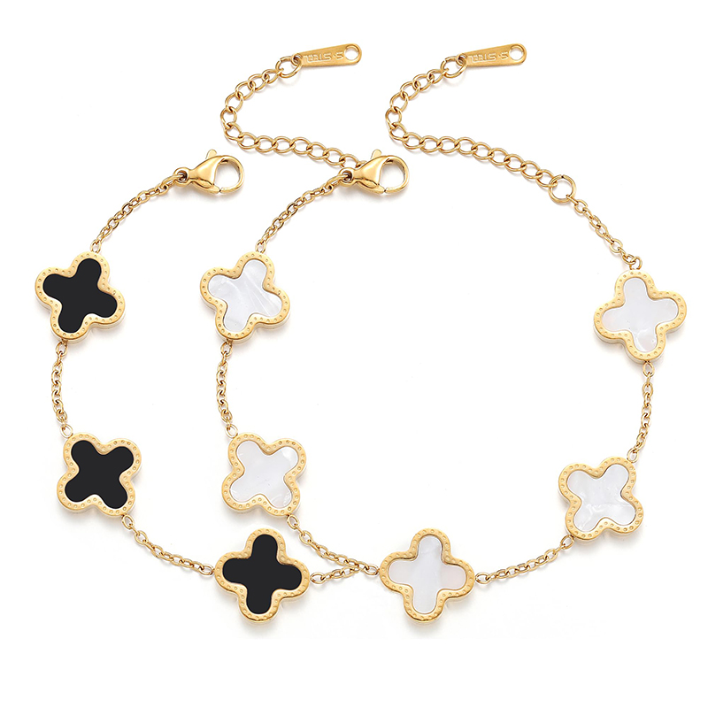 Hongde 18K kultaa-Pintatut miehet\'s ja Naiset\'s Four Leaf Clover Lucky Rannekoru