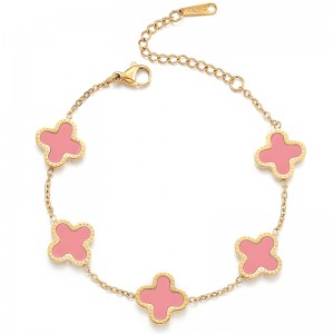 Hongde 18K kultaa-Pintatut miehet\\\'s ja Naiset\\\'s Four Leaf Clover Lucky Rannekoru