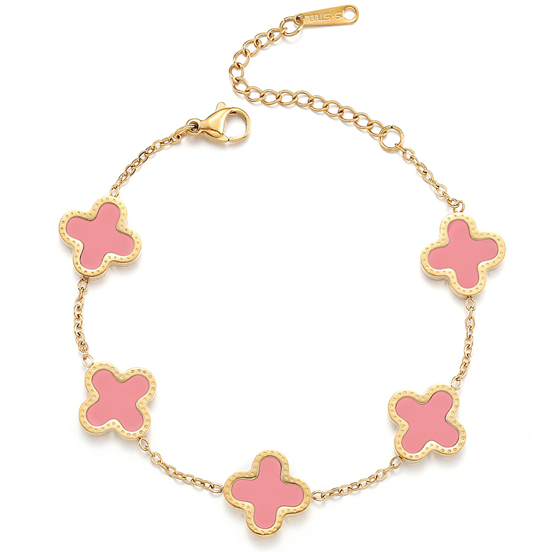 Hongde 18K kultaa-Pintatut miehet\'s ja Naiset\'s Four Leaf Clover Lucky Rannekoru