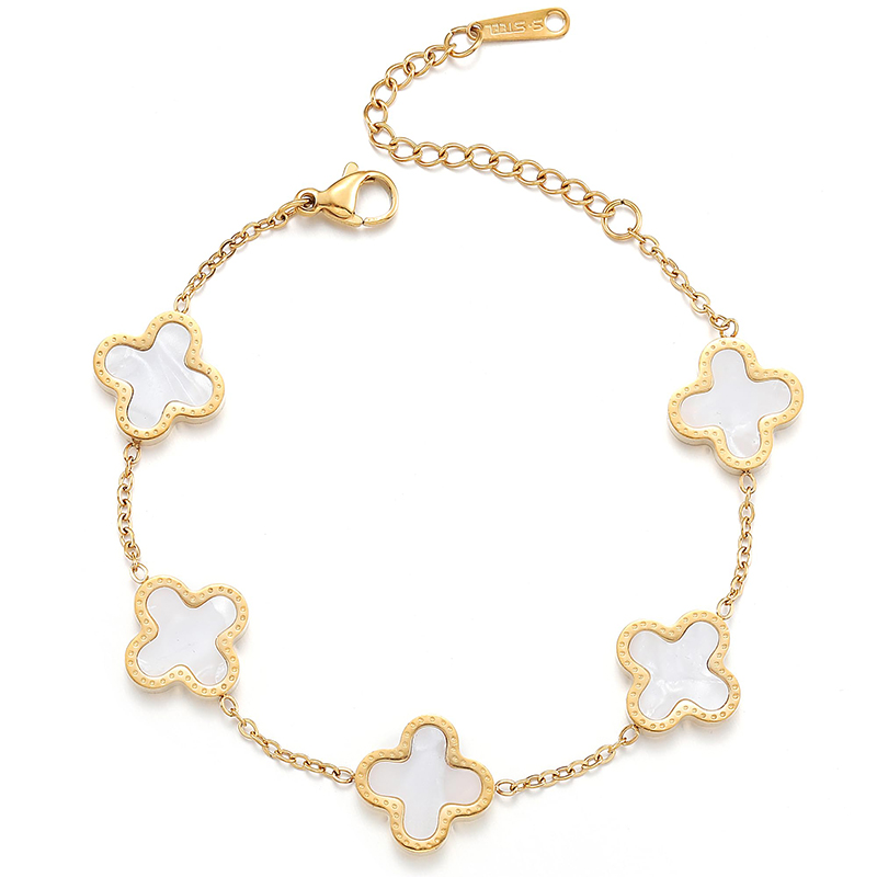 Hongde 18K kultaa-Pintatut miehet\'s ja Naiset\'s Four Leaf Clover Lucky Rannekoru