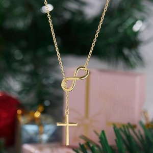 Eternal Faith ja Infinite Grace -kaulakoru ajattomalla ristin charmilla
