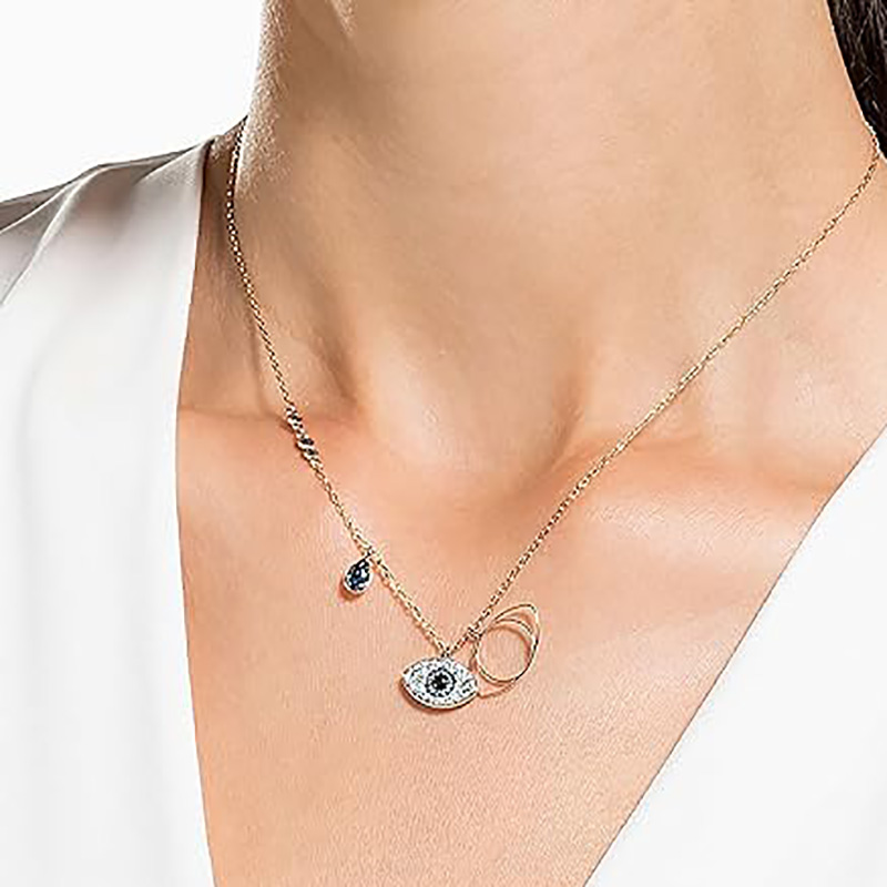 Säteilevä Guardian Evil Eye -riipuskaulakoru sinisillä zirkoniakoristeilla Eleganssin, suojan ja ajattoman tyylin symboli