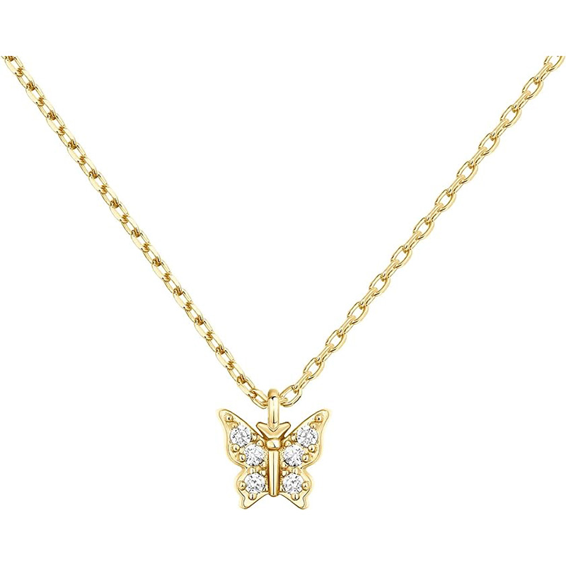 14K kullattu Dainty Cubic Zirkonia riipus kaulakorunaisille perhosriipus kerroksellinen ketju kaulakoru