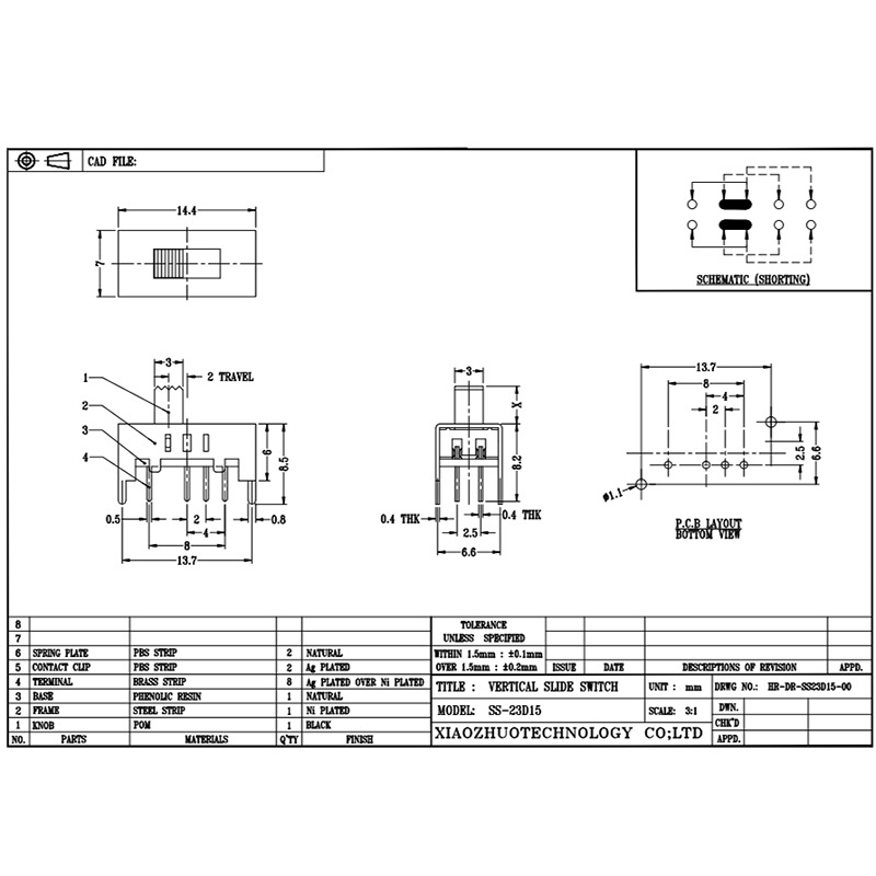 Liukukytkin SS23D15 Flashlight Mini Lelu -liukumäki kytkin