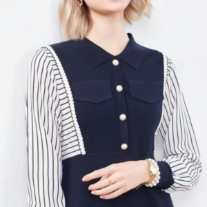 Varhainen syksy pieni käänteinen kaulusneulottu puolineuletakki