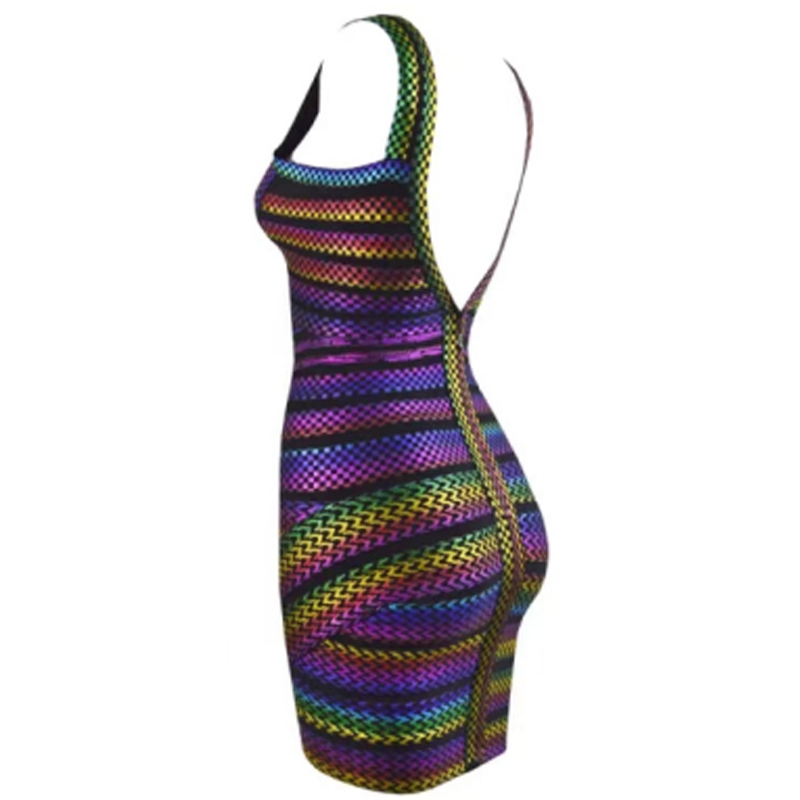 Kesä V-kaulan värikkäitä raidat kuminauhan silmukointi riiman tiukat pakkaus lonkkamekot