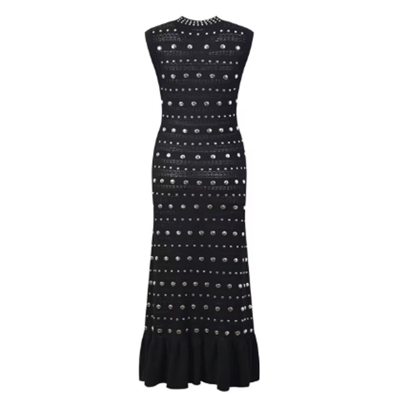 Kesädollarin kaulus hihaton olkapää, metallisetneulotut mekot