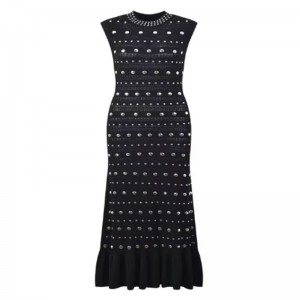 Kesädollarin kaulus hihaton olkapää, metallisetneulotut mekot