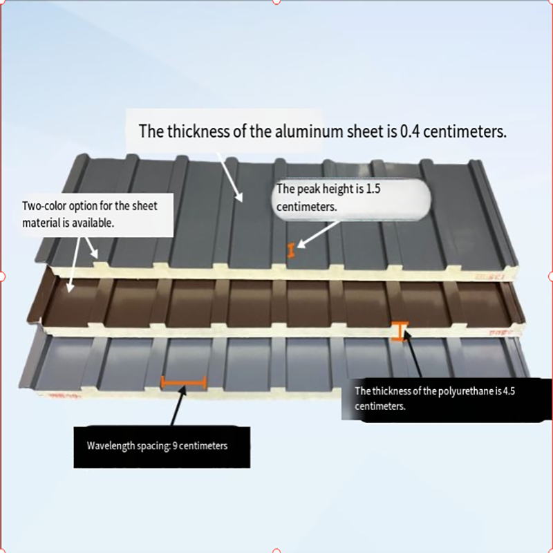 Alumiinipaneelit suuren seinän katolle-muotoinen muotoilu lämmöneristysominaisuuksilla